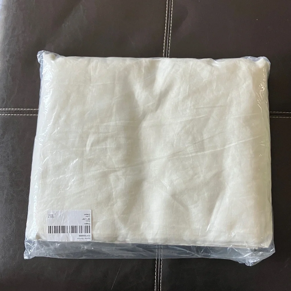 Quince 96x96 Linen light filtering Curtain panel Ivory
